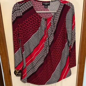 Liz Claiborne Women's Red and Black Geometric Blouse size PL